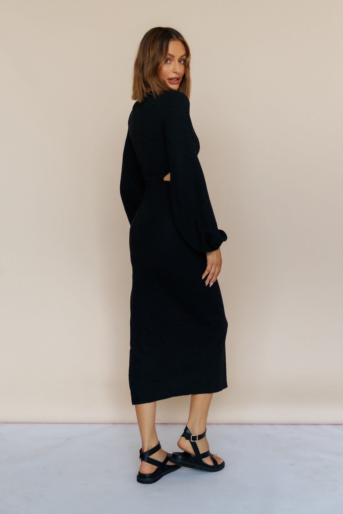 RUNAWAY THE LABEL Honor Midi Dress Black