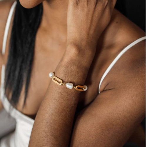Isla Pearl Link Gold Bracelet