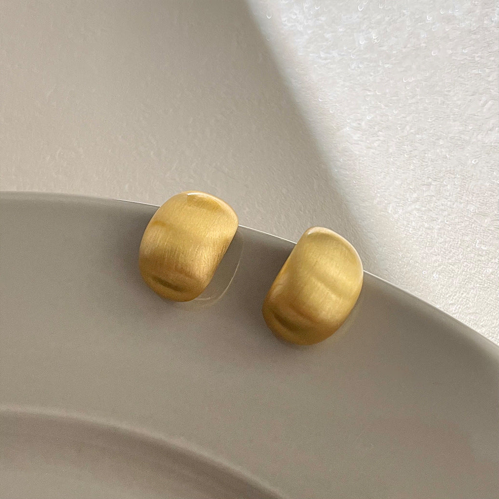 Brushed Matte Geometric Minimalist Stud Earrings