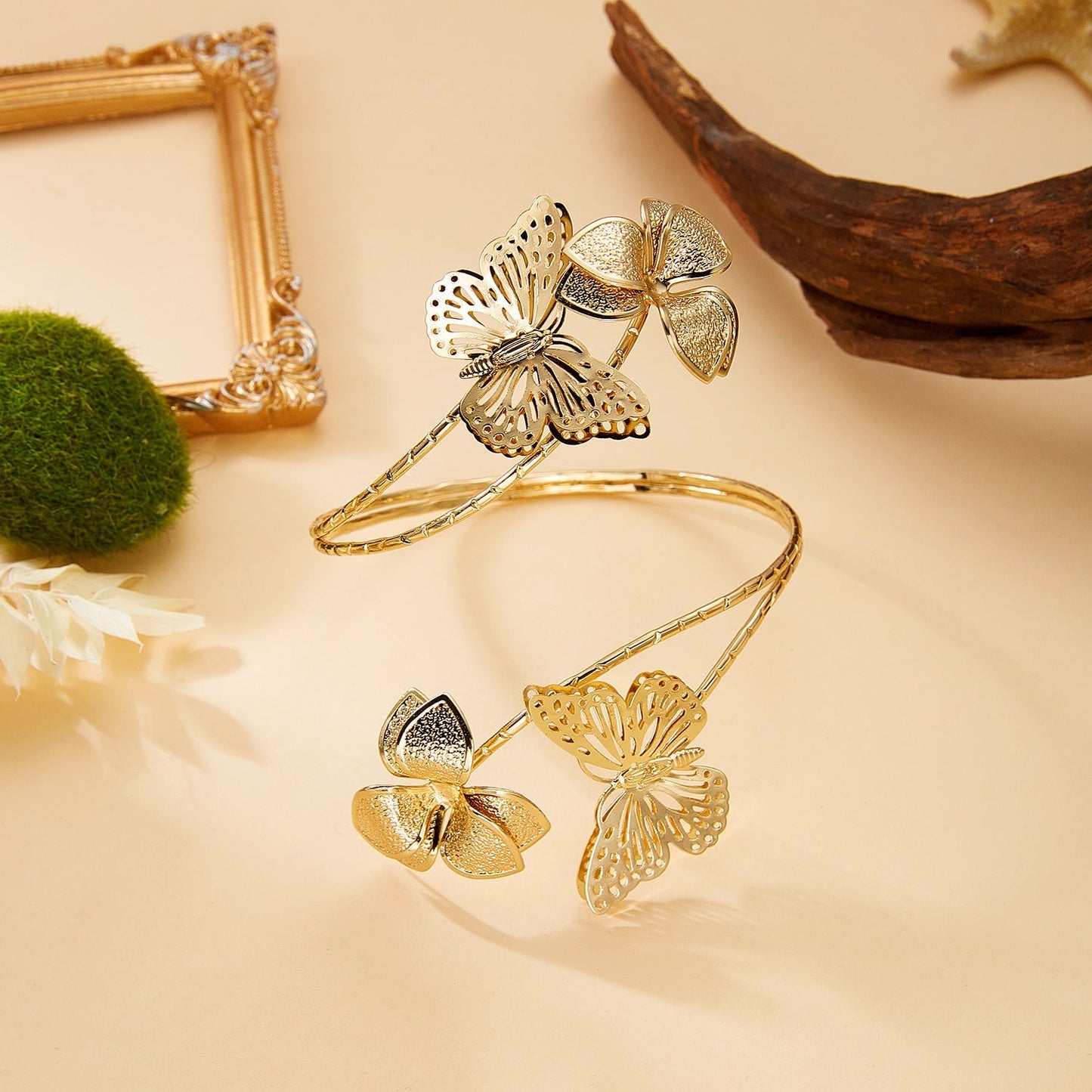 Irregular Cutout Butterfly Floral Bracelet