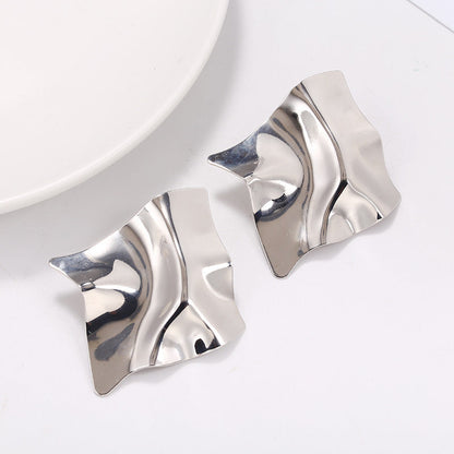 Asymmetrical Mirror Polished Statement Earrings