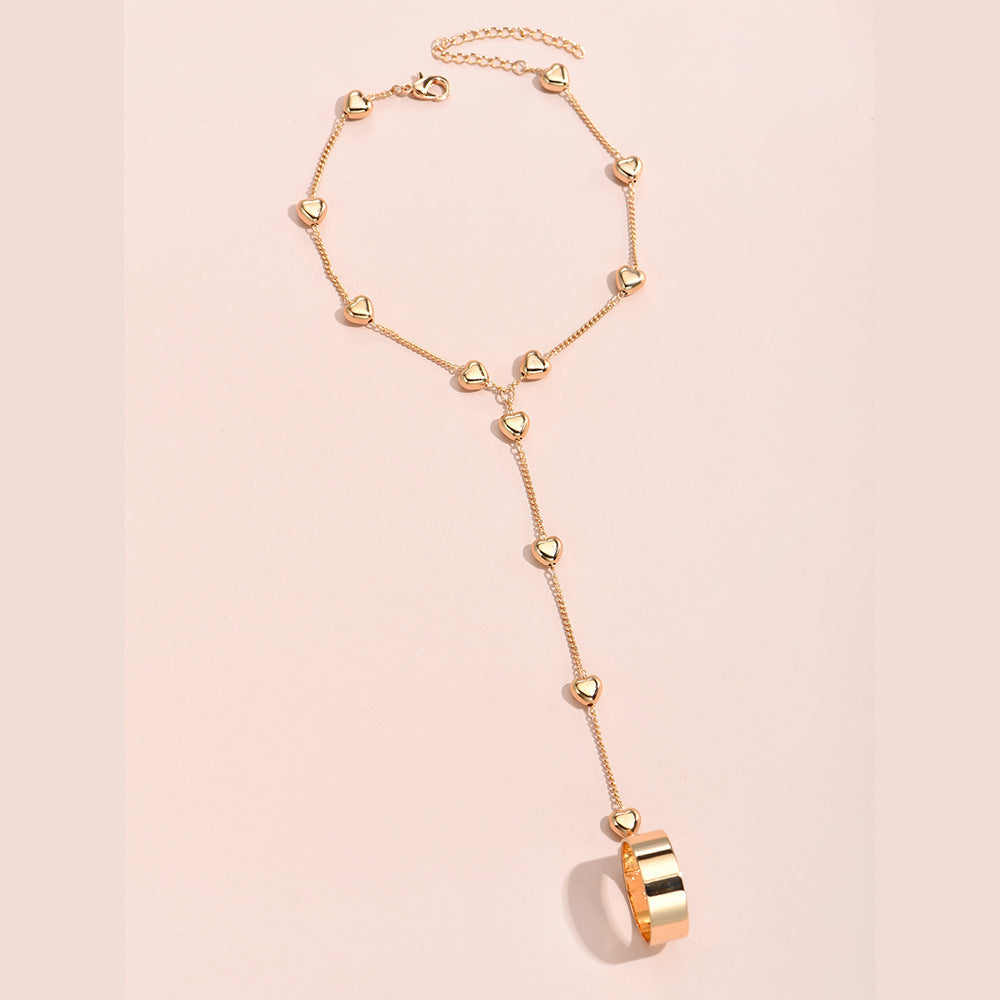Vintage Minimalist Heart Charm Finger Bracelet