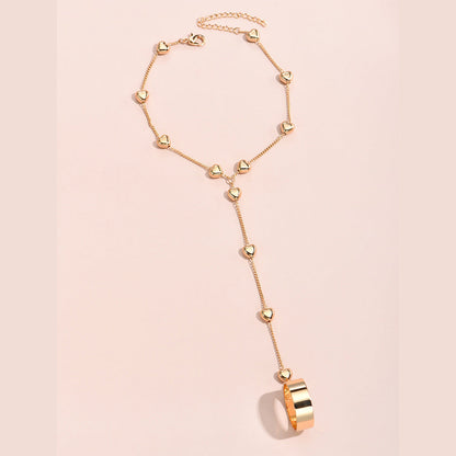 Vintage Minimalist Heart Charm Finger Bracelet
