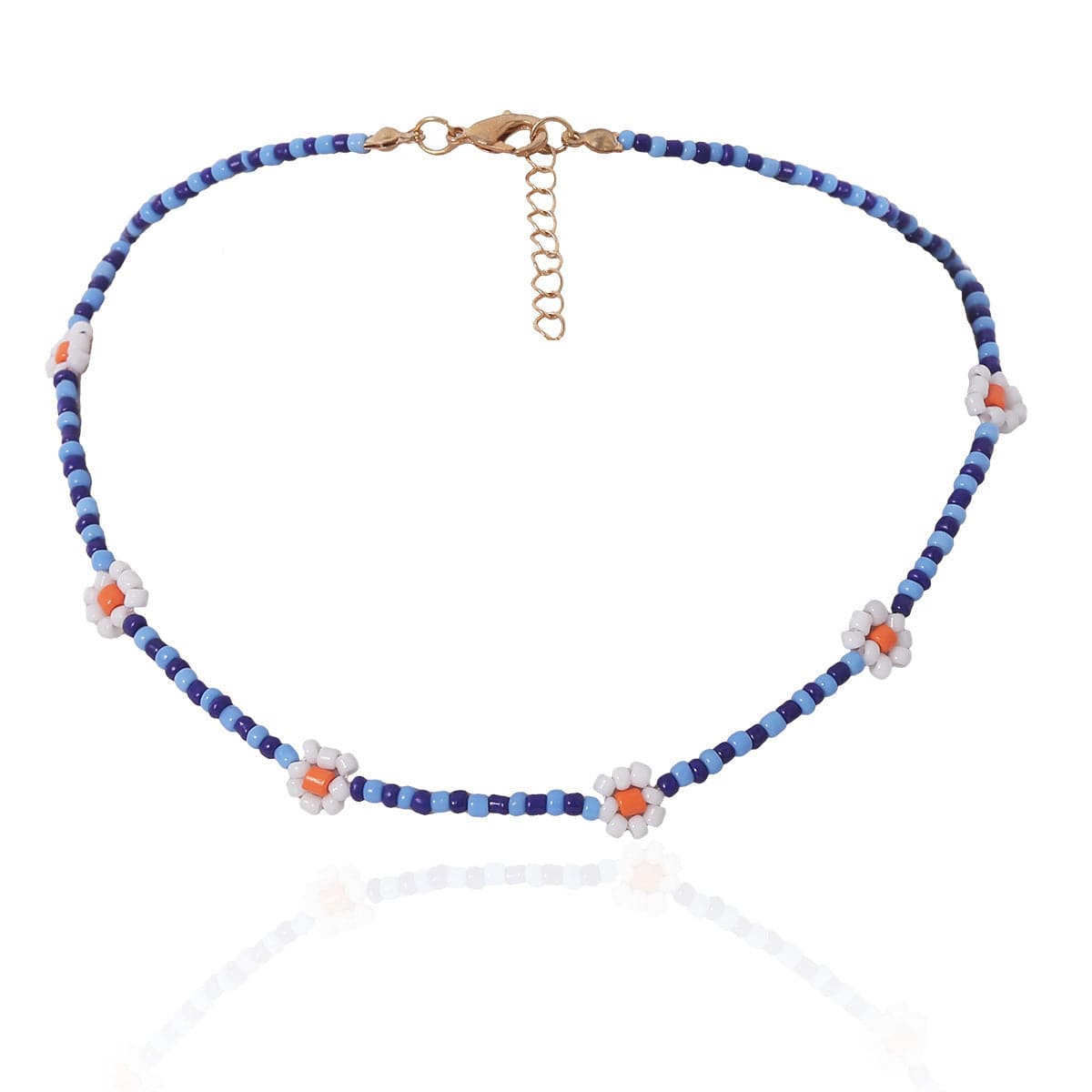 Flower beaded multicolor anklet