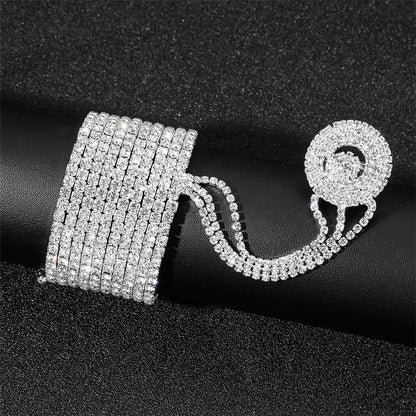 Multi Layer Rhinestone Stretch Finger Bracelet