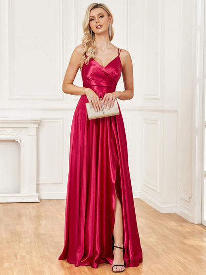 Sexy Sling Silk Dress Backless Blue Maxi Dress Bridesmaid Evening Dress Women