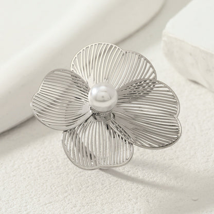 3 Piece Flower Pearl Earrings & Necklace Set