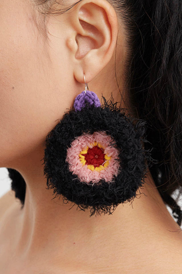 Macaron Plush Round Earrings