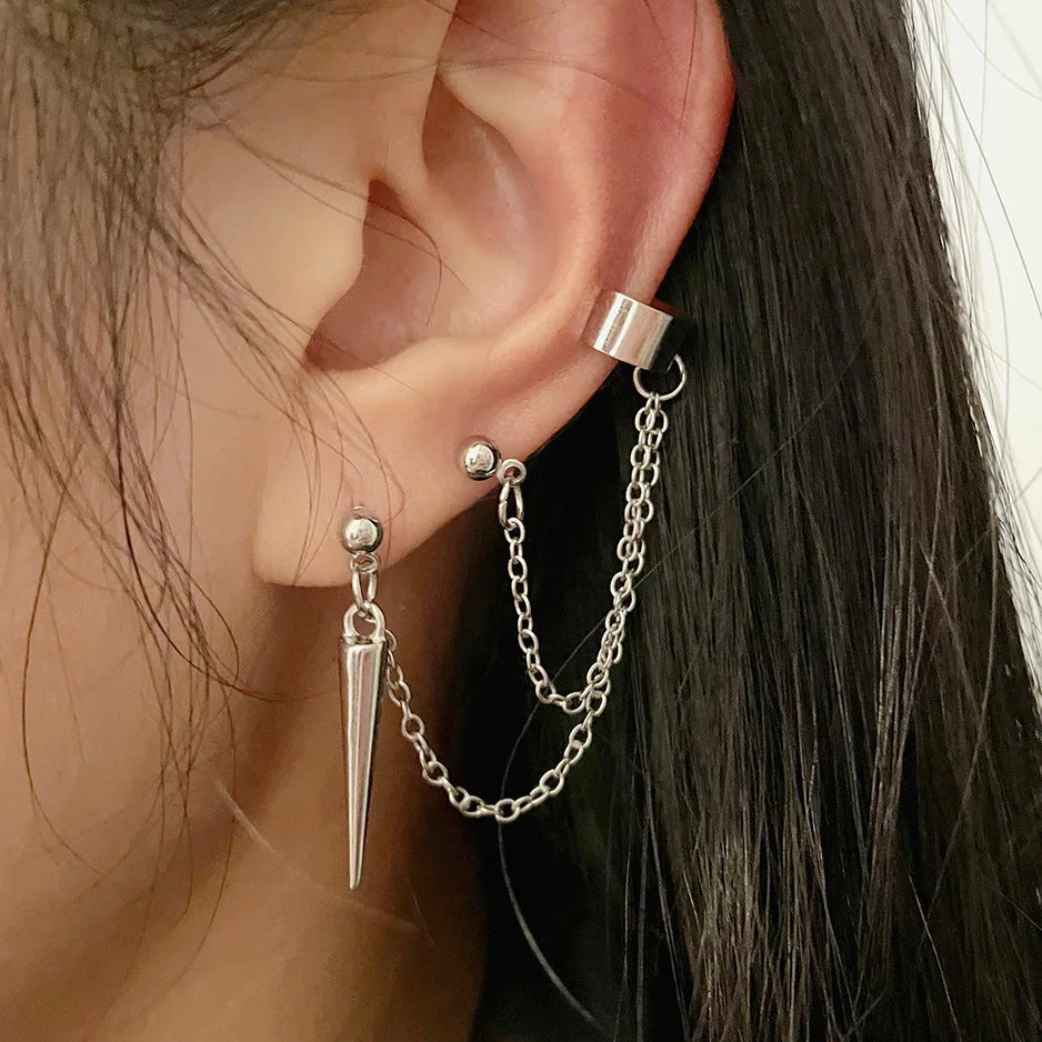 Punk Butterfly Ear Clip Liquid Metal Wing Ear Cuff No Piercing Earrings for Women and Girls