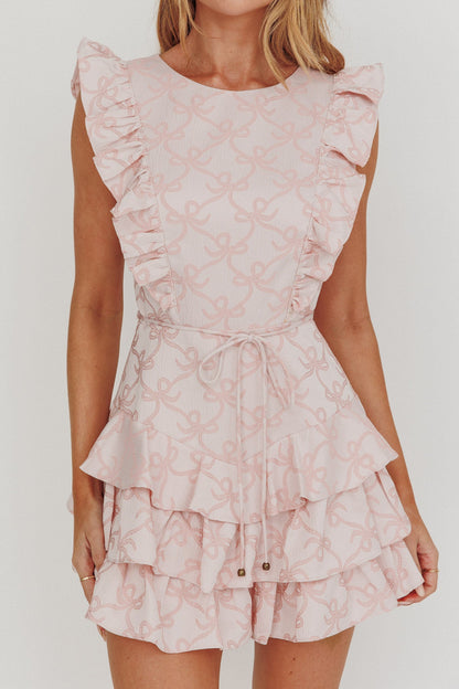 Weekend Muse Sleeveless Layered Frill Romper Pink