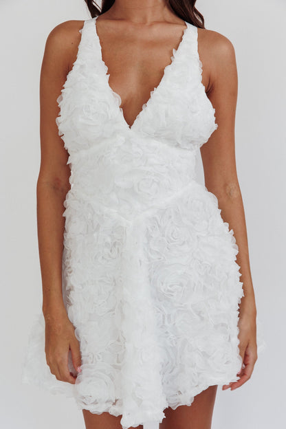 Lavalle Criss-Cross Embellished Mini Dress White