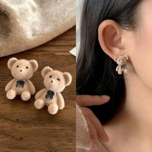 LIZAKOSHT Winter Pearl Bowknot Stud Earrings for Women Happy New Year Gift Jewelry