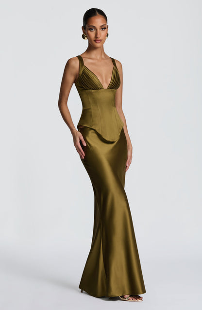 Atlanta Maxi Skirt - Deep Olive