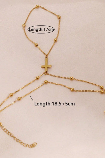 Two Tier Cross Bead Knuckle Finger Bracelet