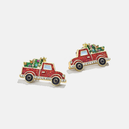 Copper Rhinestone Christmas Stud Earrings