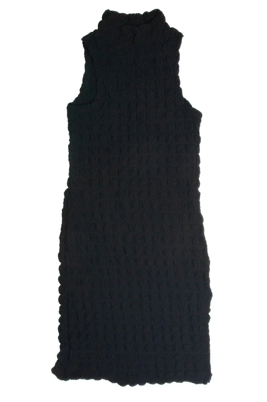 Black Bubble Sleeveless Mock Dress