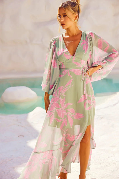 Botanical Blooms Maxi Dress - Sage