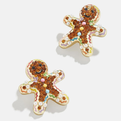 Copper Rhinestone Christmas Stud Earrings