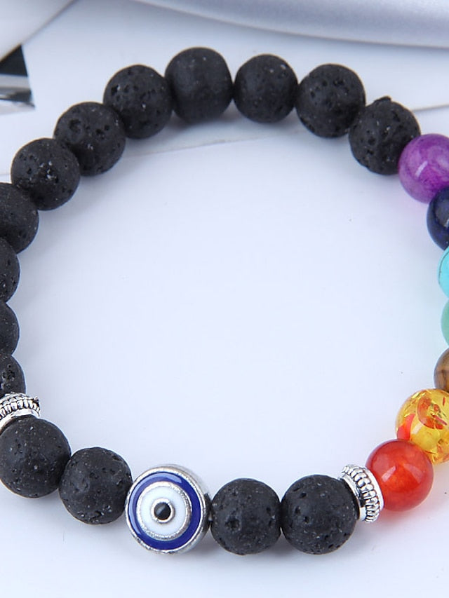 Bead Bracelet Yoga Bracelet Chakra Eyes Colorful Plastic Bracelet Jewelry Black For Daily for Women