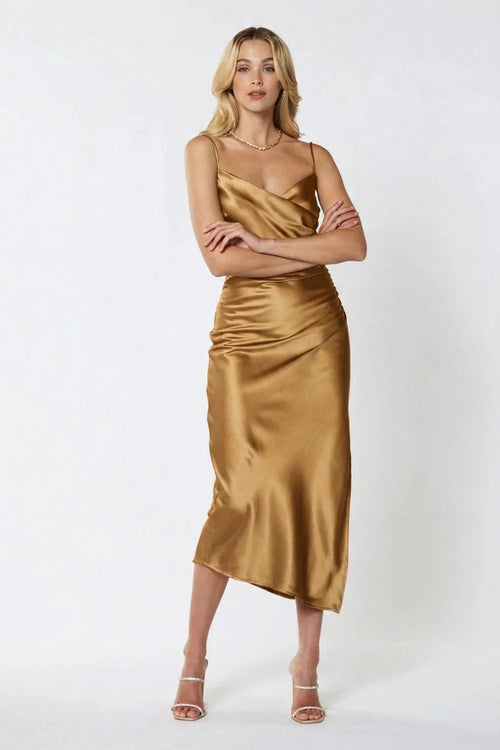 Billie Midi Dress - Light Brown