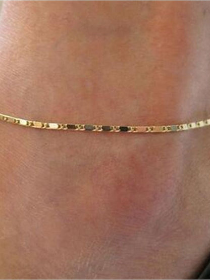 Ankle Bracelet Stylish Simple Body Jewelry For Daily Holiday Alloy Silver Gold 1pcs for Women