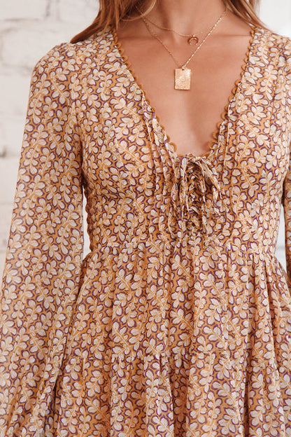 Hibiscus Dress Mustard