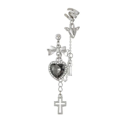 Bowknot heart cross drop earrings  | Festival Outfits Women