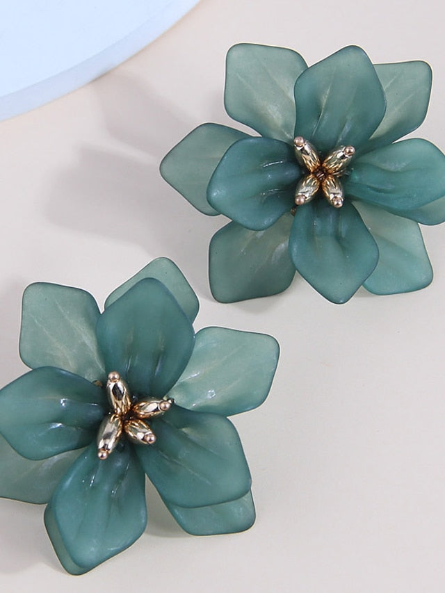 1 Pair Stud Earrings Earrings For Work Birthday Daily Resin Alloy Petal for Women