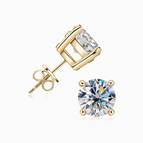 Sterling Silver Four Prong Moissanite Solitaire Stud Earrings