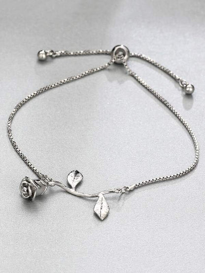 Metal Rose Detail Link Bracelet 1pc for Women