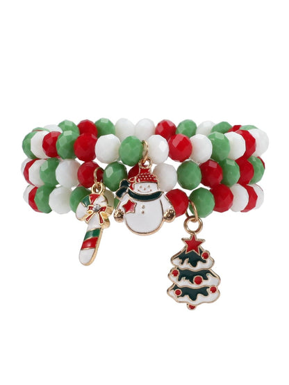 Christmas Celebration Multicolored Glass Bead Bracelet