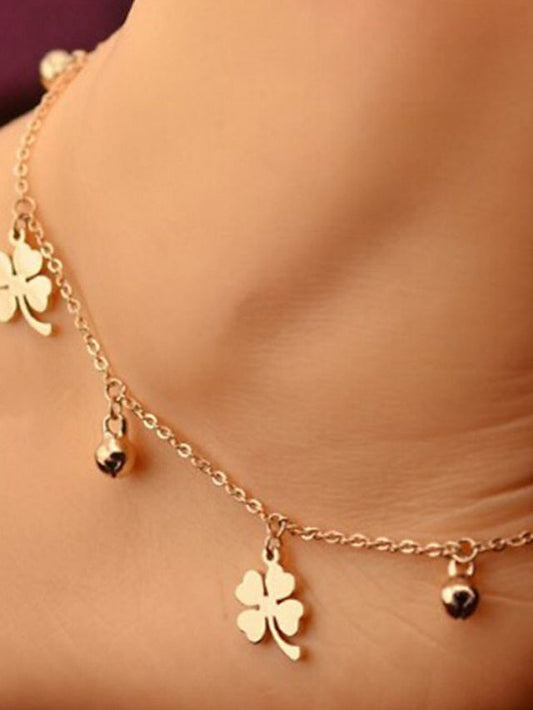 Ankle Bracelet Cute Simple Body Jewelry For Daily Holiday Classic Alloy Flower Silver Gold 1PC for Women