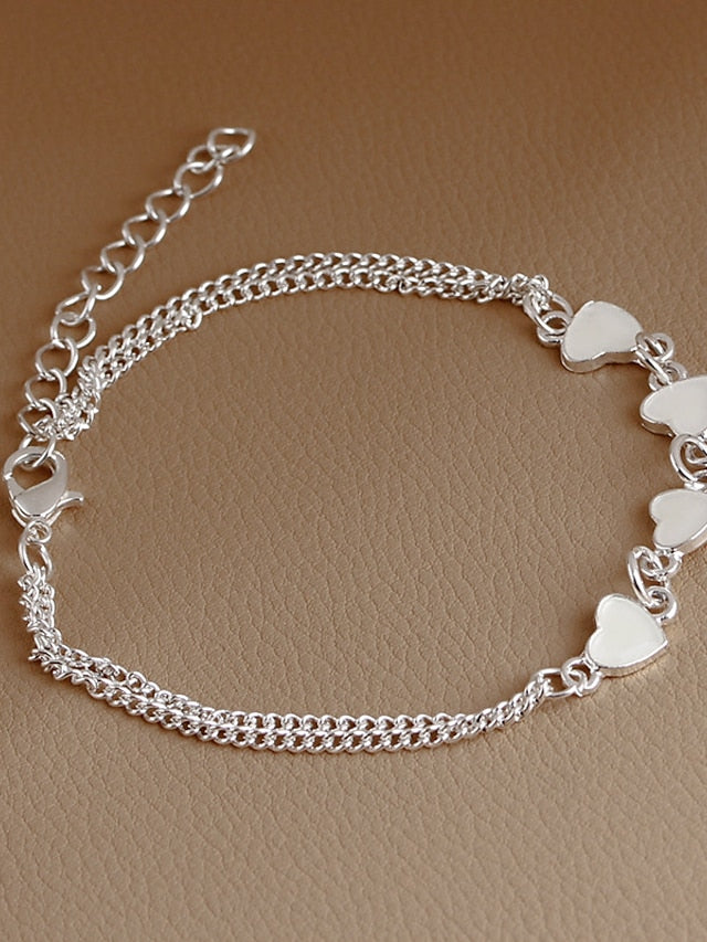 Chain Bracelet Heart Heart Simple Alloy Bracelet Jewelry Silver For Daily Holiday for Women