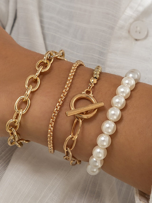Bracelets Chic & Modern Street Geometry Bracelets & Bangles / Imitation Pearl / Gold / Silver / Fall / Winter for Women