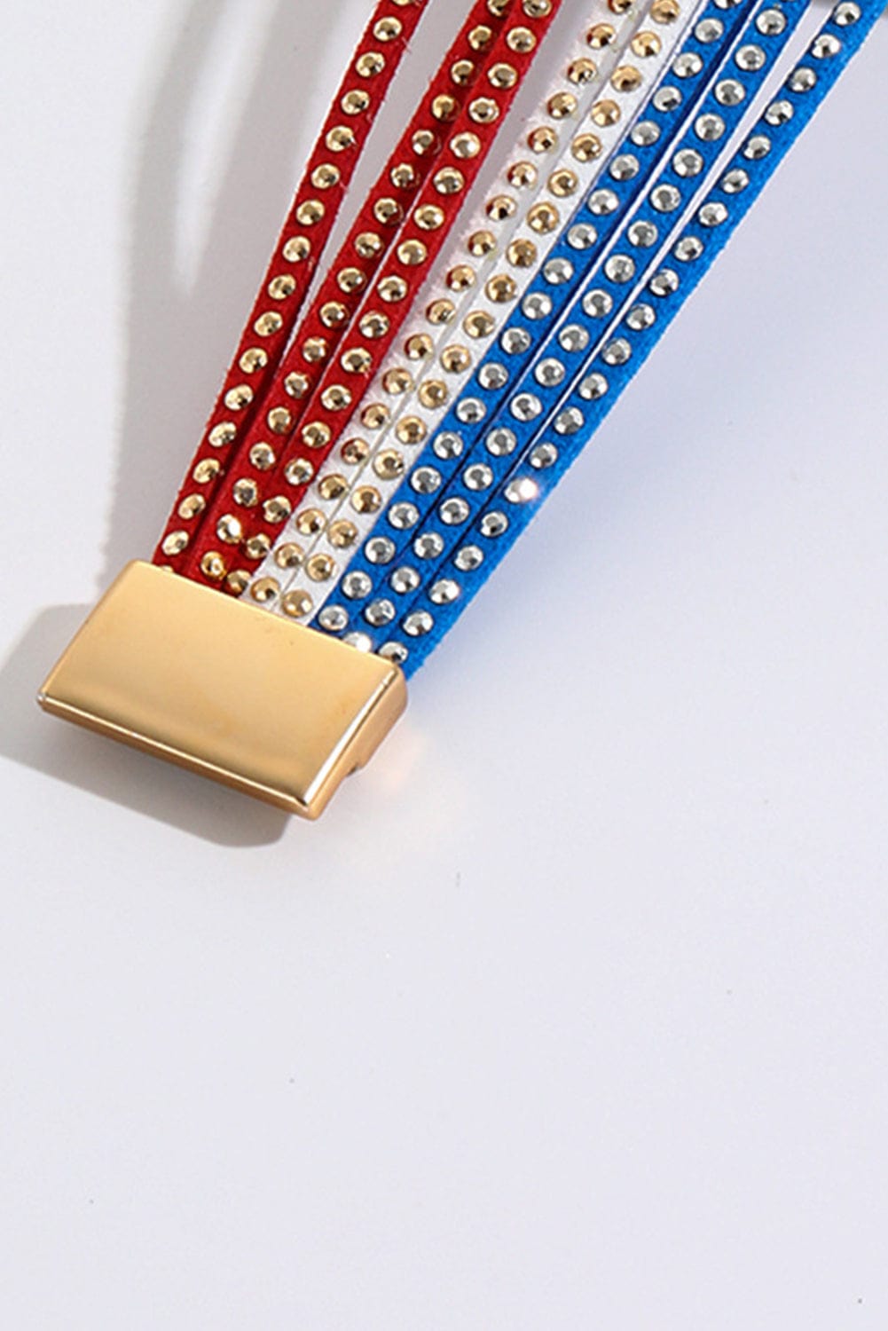Patriotic Sky Blue Magnetic Buckle Stud Layered Bracelet