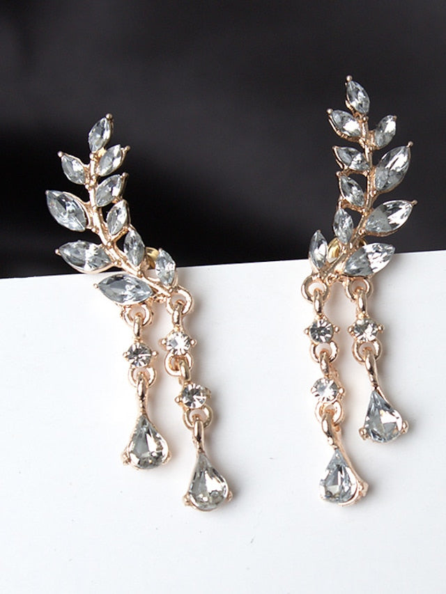 1 Pair Stud Earrings Dangle Earrings For Cubic Zirconia Wedding Gift Daily Alloy Leaf for Women
