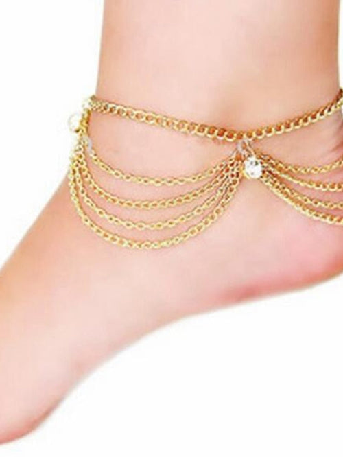 Ankle Bracelet Personalized Stylish Body Jewelry For Daily Beach Classic Alloy Gold 1PC for Women