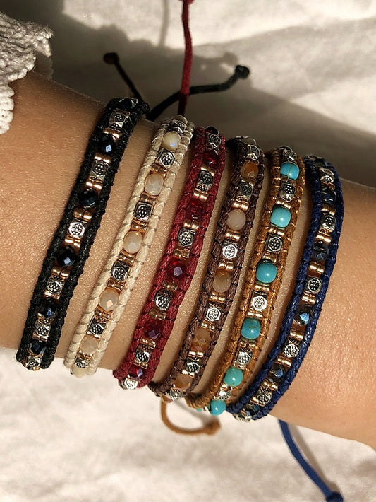 Friendship Bracelet Vintage Bracelet Bracelet Retro Fashion Birthday Vintage Theme Rustic / Lodge Simple Ethnic Vintage Boho Glass Bracelet Jewelry Royal Blue / White / Black For Sport Prom for Women