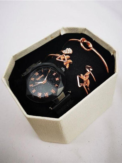Quartz Watch With Bracelets 5pcs Set for Women