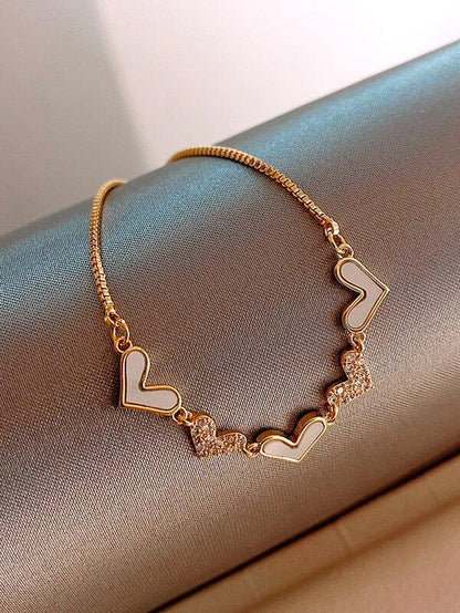 Rhinestone Heart Decor Bracelet for Women