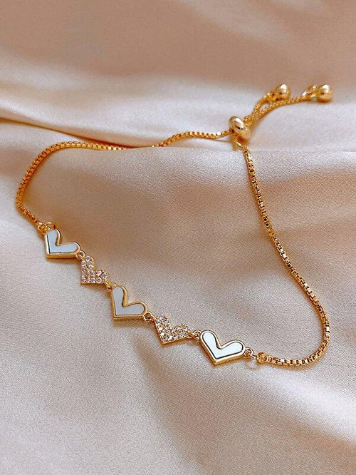 Rhinestone Heart Decor Bracelet for Women