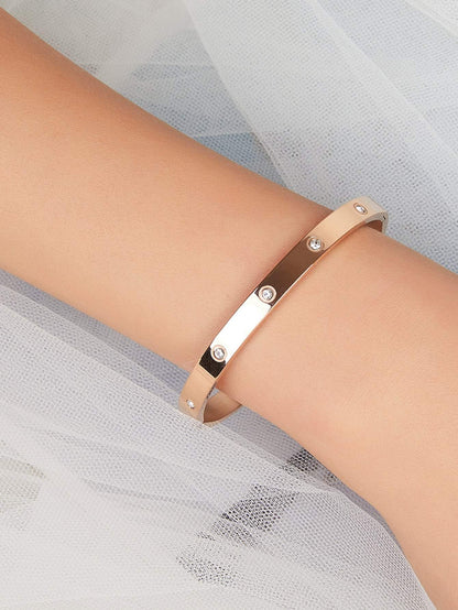Rhinestone Round Bangle for Women