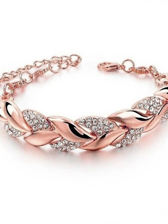 longrui cross-border jewelry 18k gold leaf bracelet european and american fashion wedding jewelry diamond bracelet for Women