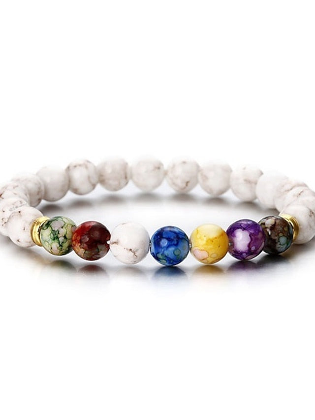 hot selling  natural volcanic stone colorful seven chakra bracelet agate stone beads bracelet for Women