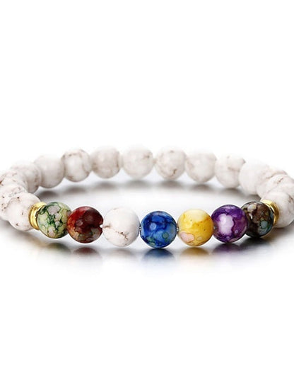 hot selling  natural volcanic stone colorful seven chakra bracelet agate stone beads bracelet for Women