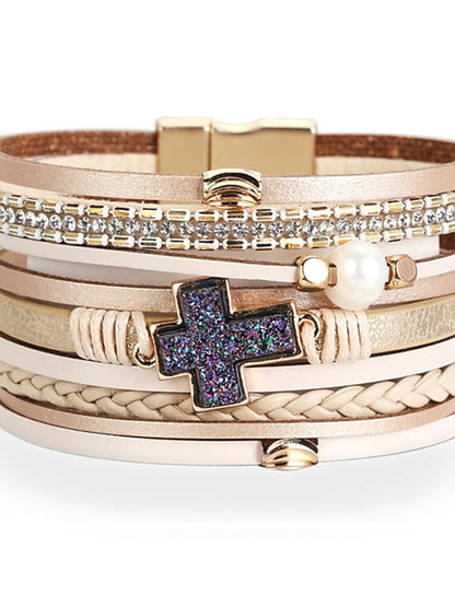 Loom Bracelet Plaited Wrap Cross Weave Bohemian Leather Bracelet Jewelry 1# / 2# / 3# For Beach for Women