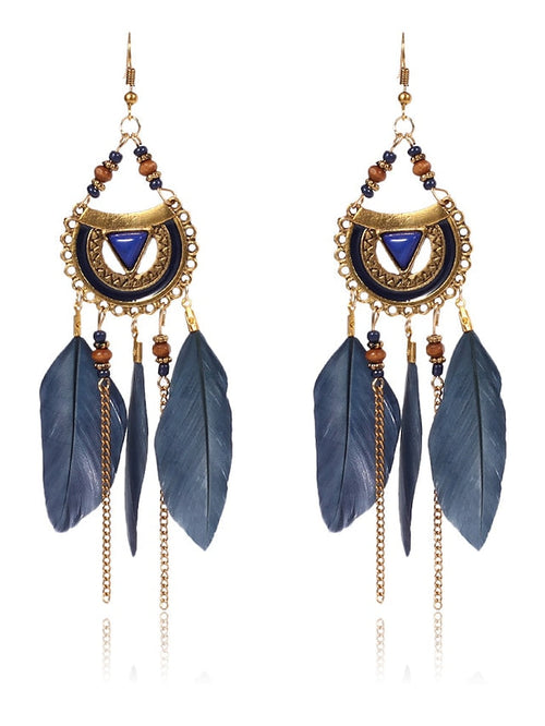 1 Pair Earrings Raffia Feather Earrings For Street Beach Alloy for Women