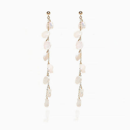 Baroque Petal Pearl Drop Earrings in 18K Gold Plated Cable Chain