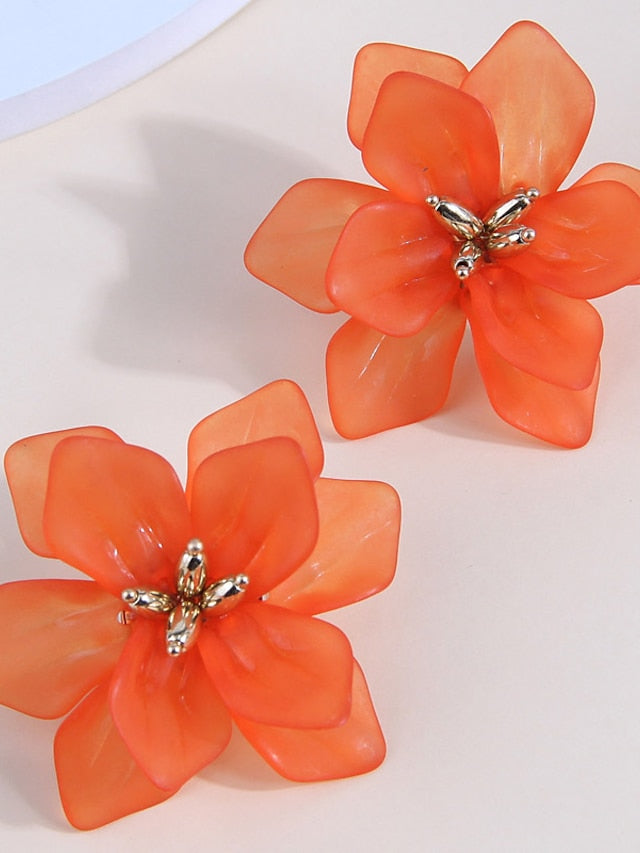 1 Pair Stud Earrings Earrings For Work Birthday Daily Resin Alloy Petal for Women