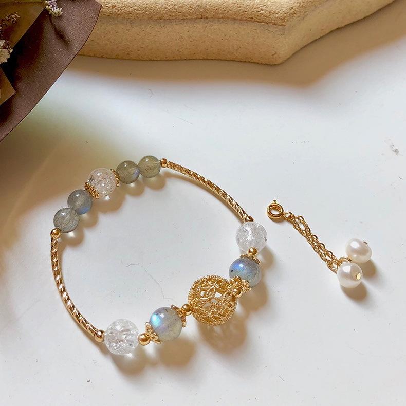 Women Strawberry Quartz Moonstone Bracelets for Women